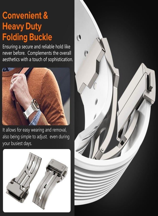NewWays Watch Band for Apple Watch Ultra 2 Band 49mm 45mm 44mm 42mm, Luxury Rugged Silicone Rubber Strap with Metal Connector & Folding Deployment Clasp for iWatch Ultra Series 9 8 7 6 5 4 3 2 1 SE for Men - Image 2